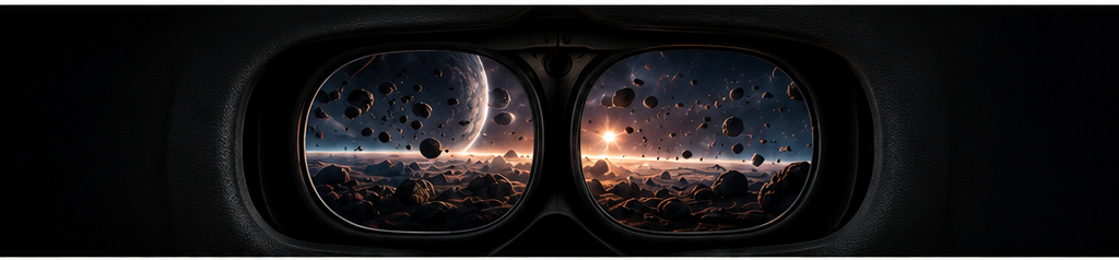 Immersive view through VR lenses showing a vivid large-screen environment